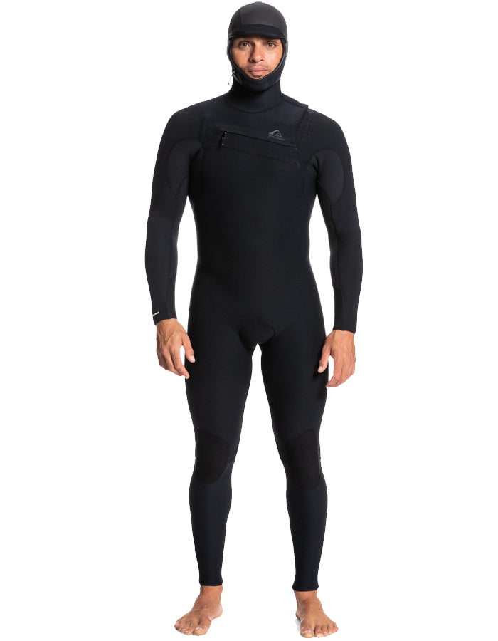  QUIKSILVER 5/4/3 HIGHLINE HOODED CHEST ZIP WETSUIT BLACK