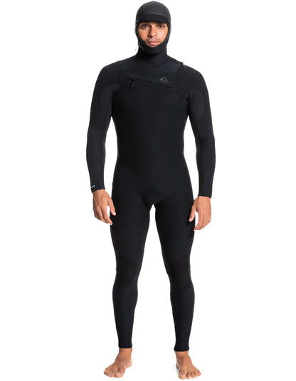  QUIKSILVER 5/4/3 HIGHLINE HOODED CHEST ZIP WETSUIT BLACK