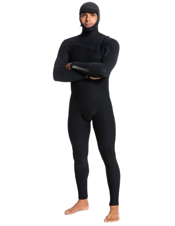  QUIKSILVER 5/4/3 HIGHLINE HOODED CHEST ZIP WETSUIT BLACK