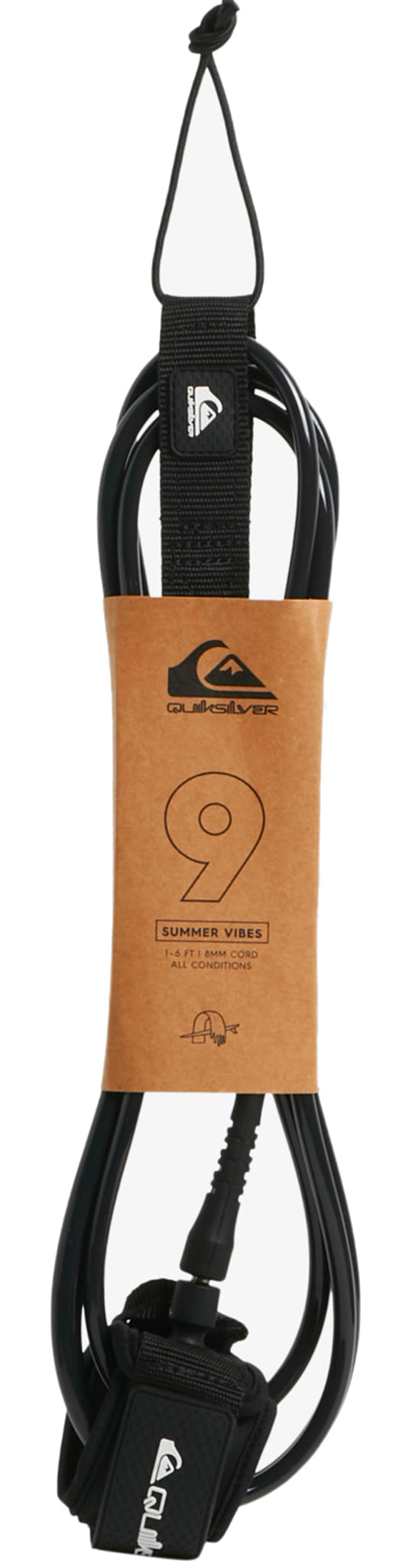  QUIKSILVER LEASH ORIGINAL LONG 9" BLACK